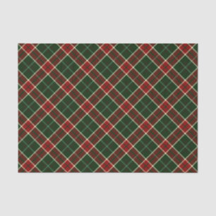 Red, Cream and Green Christmas Plaid Pattern Tissue Paper
