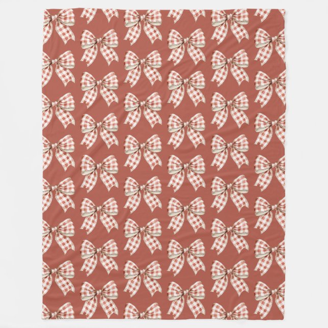 Red Cream Bow Fleece Blanket (Front)