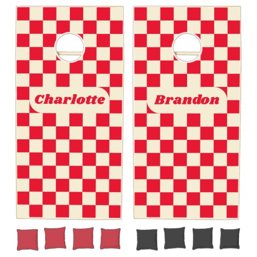 Red & Cream Checker with Names