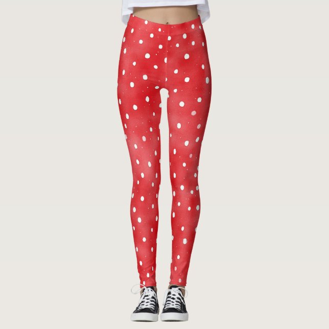 Red Cream Dots Leggings (Front)