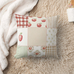 Red Cream Green Apples Throw Pillow