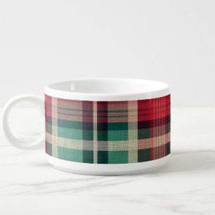 Red Cream Green Plaid Stripes Bowl