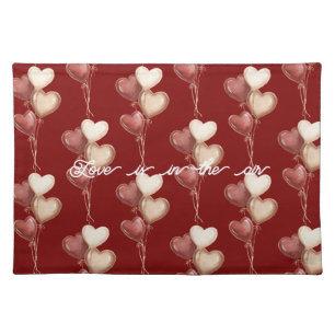 Red Cream Heart Balloons Love Cloth Placemat