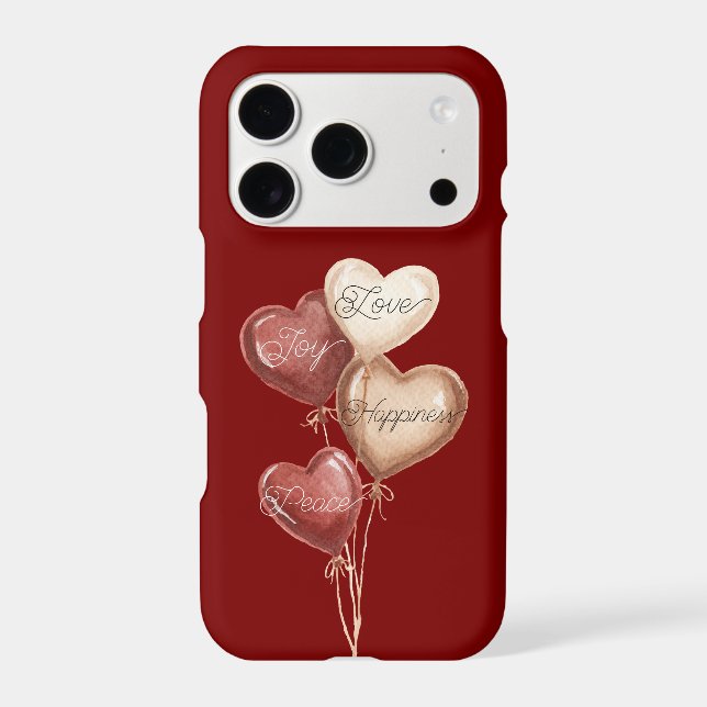 Red Cream Heart Balloons Love Joy Case-Mate iPhone Case (Back)