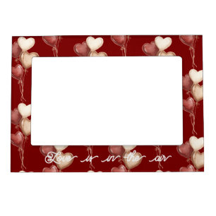 Red Cream Heart Balloons Love  Magnetic Frame
