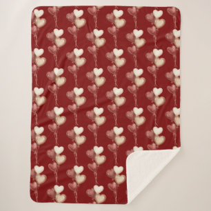 Red Cream Heart Balloons Love  Sherpa Blanket