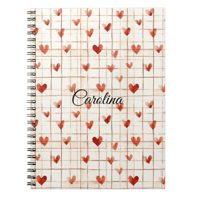 Red Cream Hearts Abstract Notebook (Front)