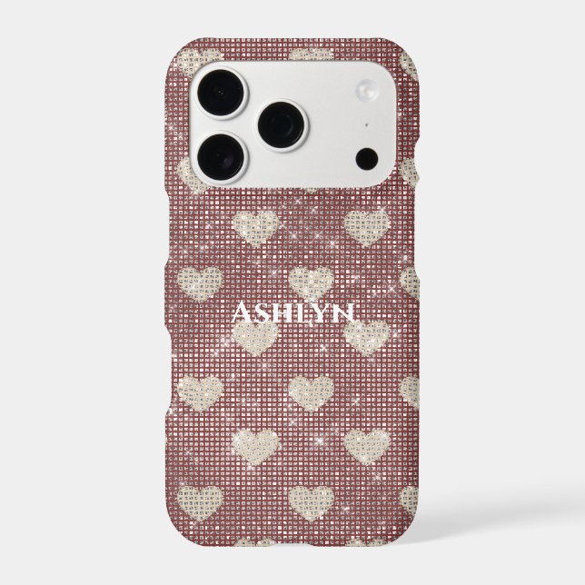 Red Cream Hearts Sparkle Case-Mate iPhone Case (Back)