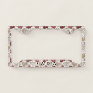 Red Cream Hearts Sparkle License Plate Frame