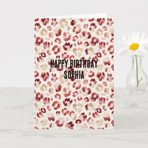 Red Cream Leopard Animal Print Birthday
