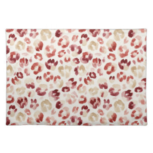 Red Cream Leopard Animal Print Cloth Placemat