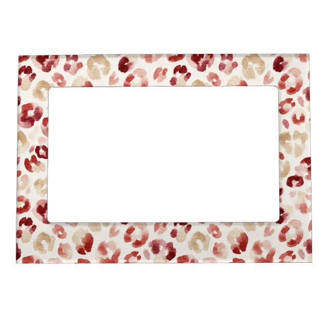 Red Cream Leopard Animal Print Magnetic Frame (Front)