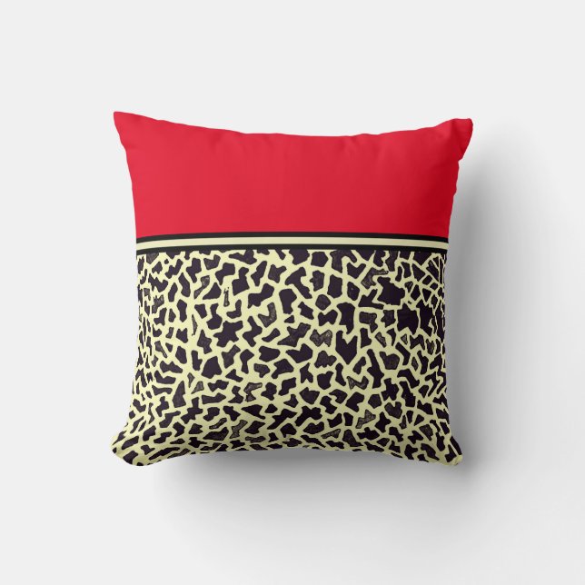 Red Cream Leopard Throw Pillow (Front)