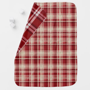 Red Cream Plaid Stripes Baby Blanket
