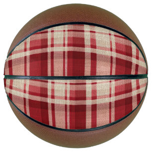 Red Cream Plaid Stripes Basketball