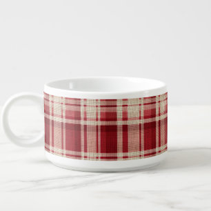 Red Cream Plaid Stripes Bowl