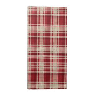 Red Cream Plaid Stripes Cloth Napkin