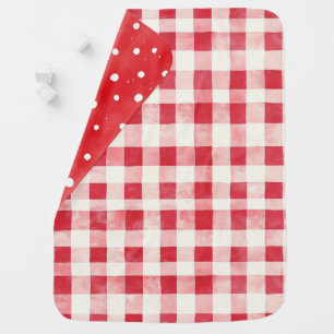 Red Cream Plaid Stripes Dots Baby Shower Blanket