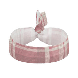 Red Cream Plaid Stripes Elastic Hair Tie