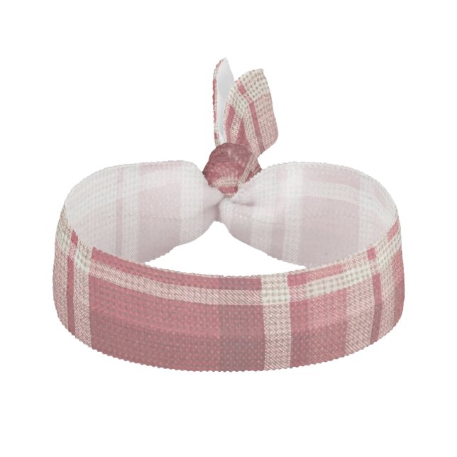 Red Cream Plaid Stripes Elastic Hair Tie (Front)