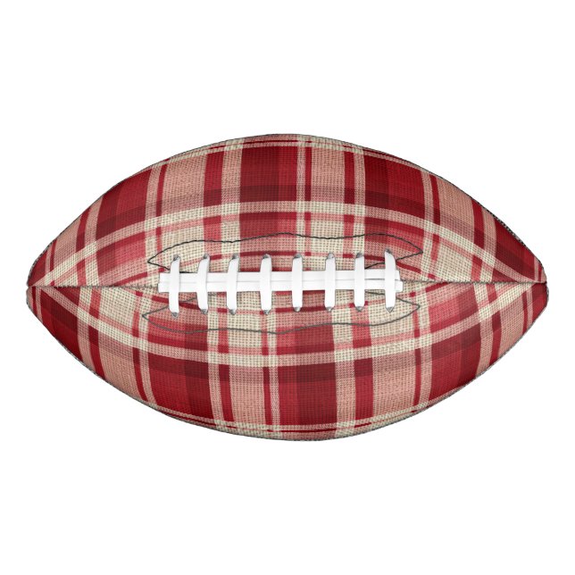 Red Cream Plaid Stripes Football (Front)