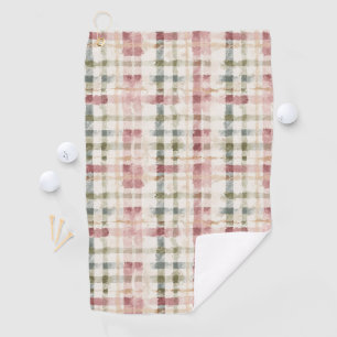 Red Cream Plaid Stripes Golf Towel
