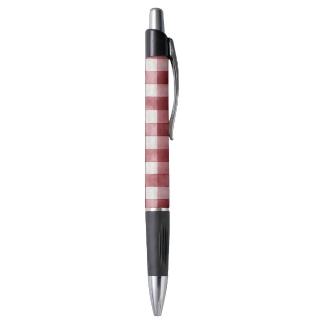 Red Cream Plaid Stripes Pen (Bottom (Vertical))