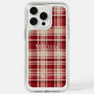 Red Cream Plaid Stripes iPhone 15 Pro Max Case
