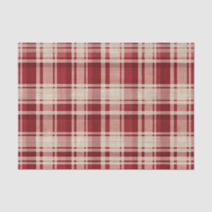 Red Cream Plaid Stripes Tissue Paper
