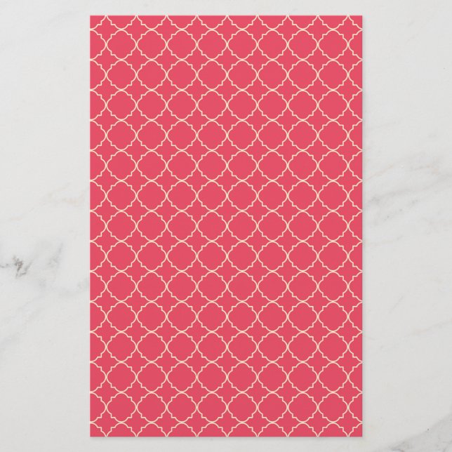 Red & Cream Quatrefoil Design Soap Wrap Paper (Front)