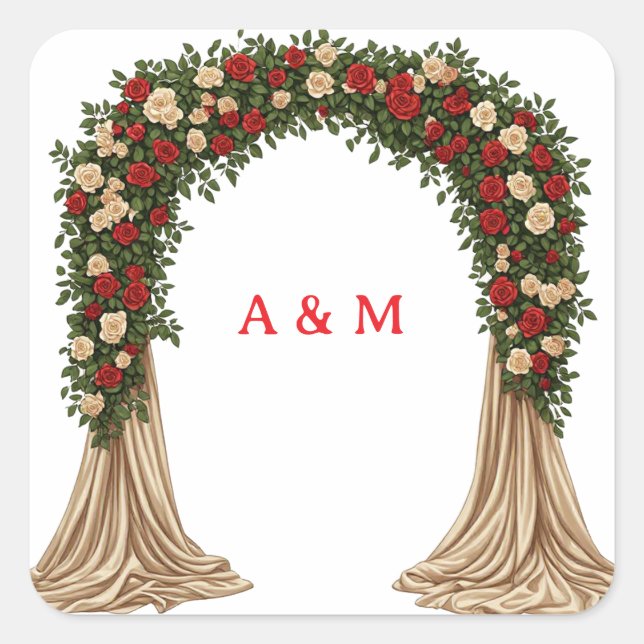 Red Cream Rose Wedding Arch Sticker Theme 🌹 (Front)