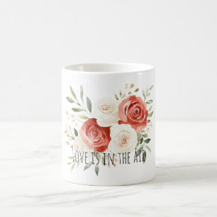 Red Cream Roses Floral Love Coffee Mug