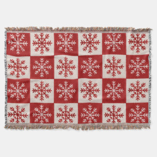 Red & Cream Snowflake Christmas Throw Blanket