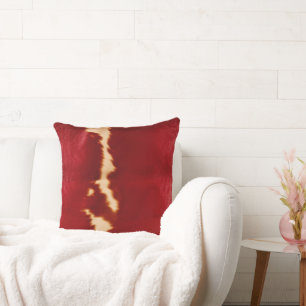 Red Cream Southwest Cowhide Throw Pillow