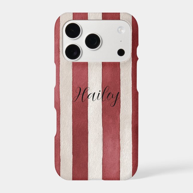 Red Cream Stripes Case-Mate iPhone Case (Back)