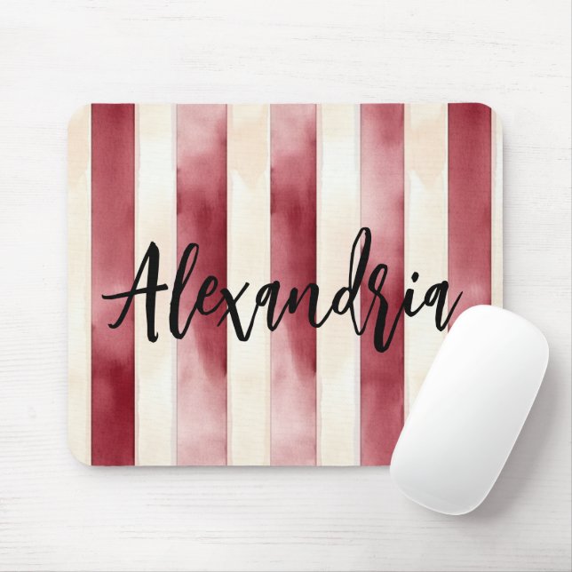 Red Cream Stripes Mouse Pad (With Mouse)