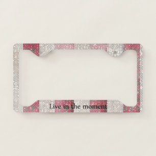Red Cream Stripes Sparkle License Plate Frame