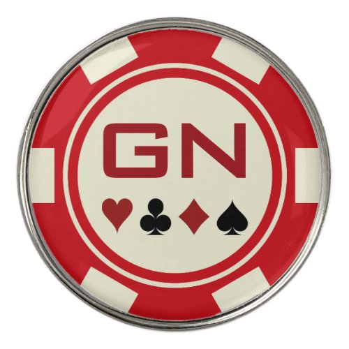 Red Cream White Las Vegas Casino Poker Chip Golf Ball Marker