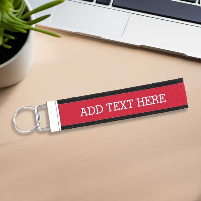 Red Create Your Own - Make It Yours Custom Text Wrist Keychain (Personalize this wrist keychain with your own text - Custom lanyard keychain)