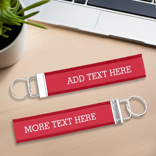 Red Create Your Own _ With 2 Lines of TEXT Wrist Keychain