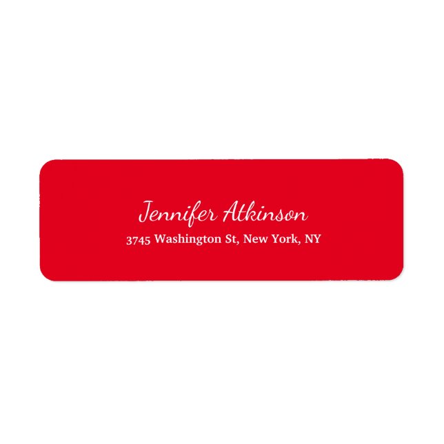 Red Creative Handwriting Plain Simple Label (Front)
