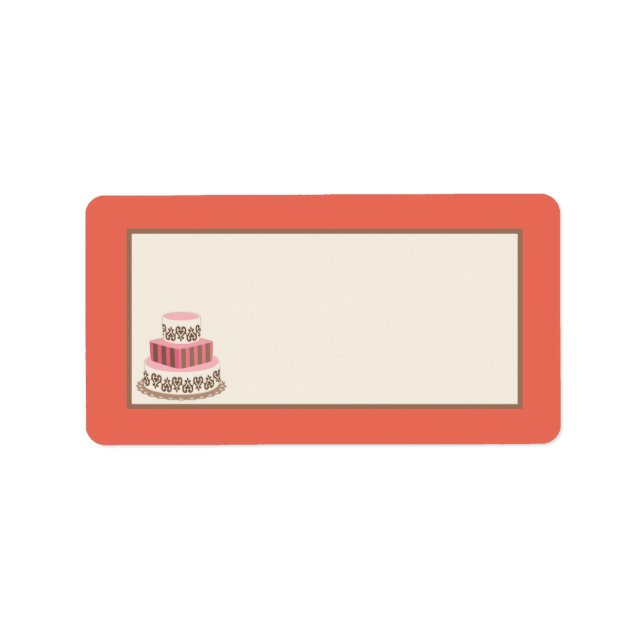 Red/Creme Wedding Cake Mailing Address Label (Front)