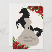 Red Crest Charro Western Roses Floral Quinceanera Invitation (Back)