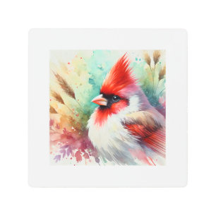 Red crested cardinal 060824AREF107 - Watercolor Metal Print