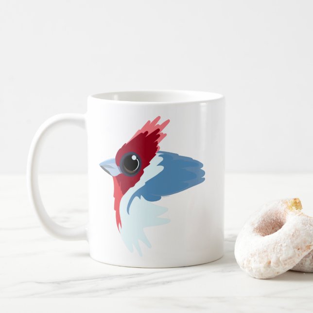 Red-Crested Cardinal Bird  Coffee Mug (With Donut)