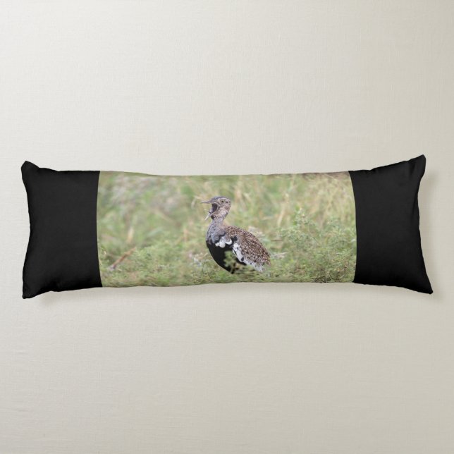 Red Crested Korhaan Body Pillow (Back)