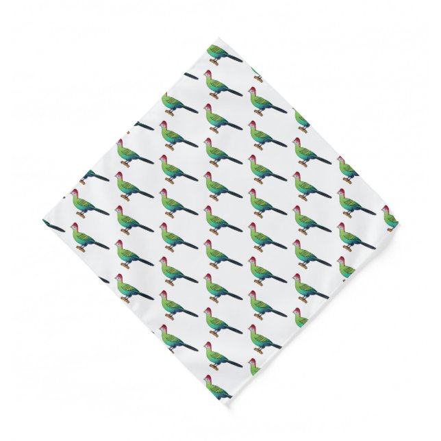 Red-crested turaco bird cartoon illustration bandana (Front)
