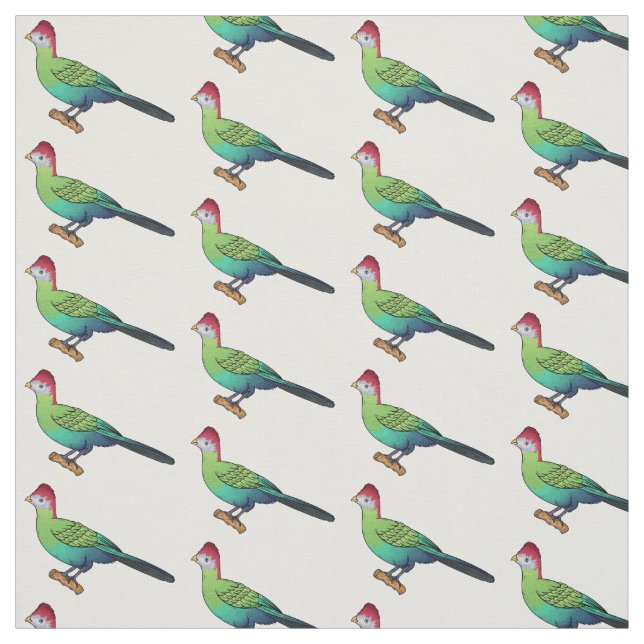 Red-crested turaco bird cartoon illustration  fabric (Swatch)