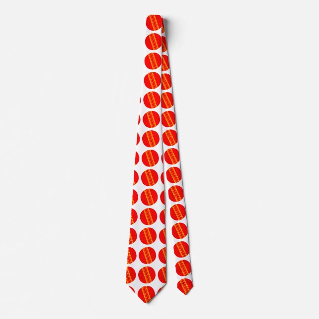 Red Cricket Ball Neck Tie (Front)