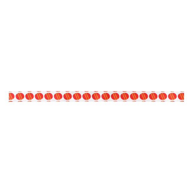 Red Cricket Ball Satin Ribbon (Front)